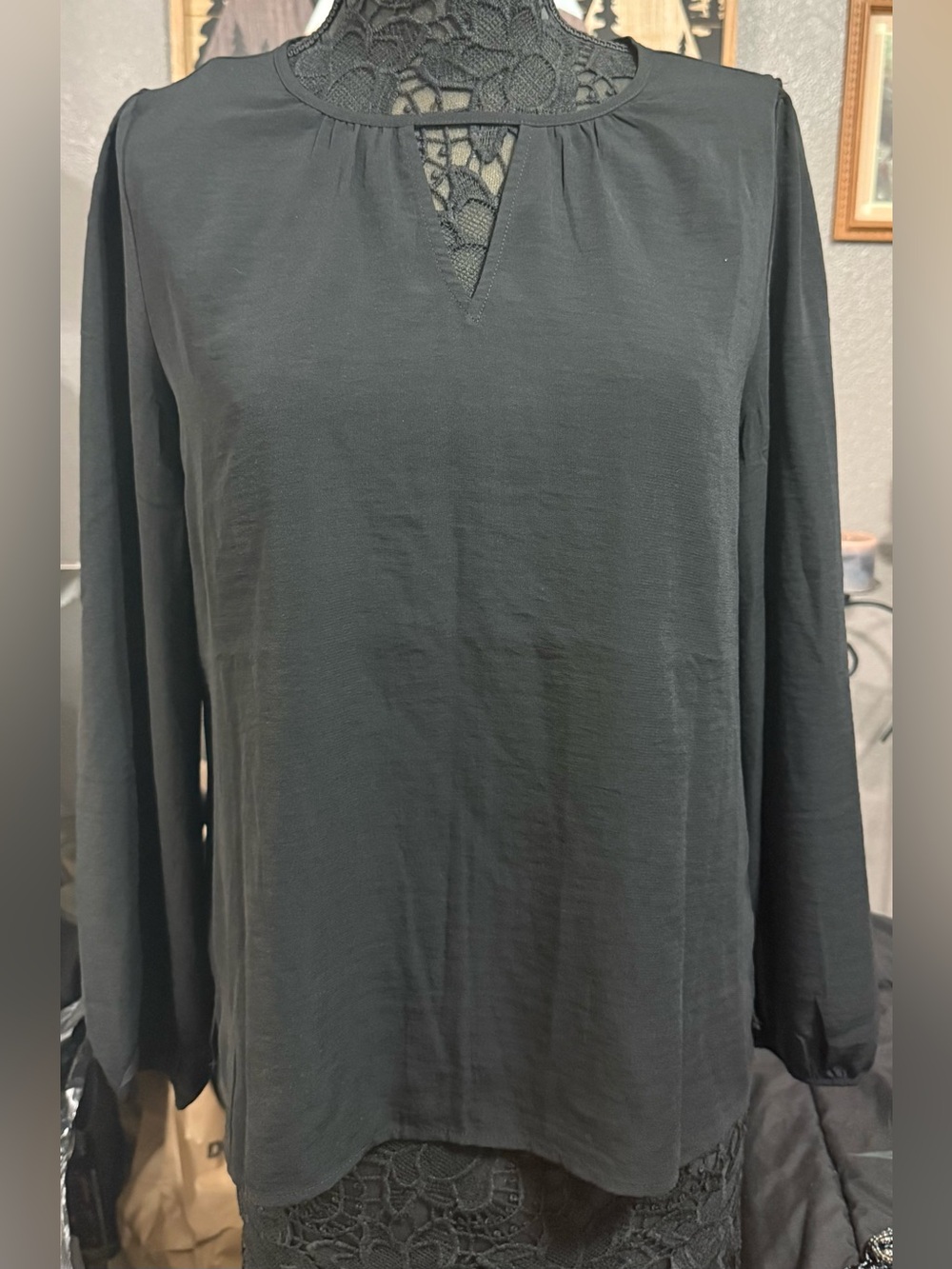 Maurice’s Black Long Sleeve Lace Yoke Blouse size Medium